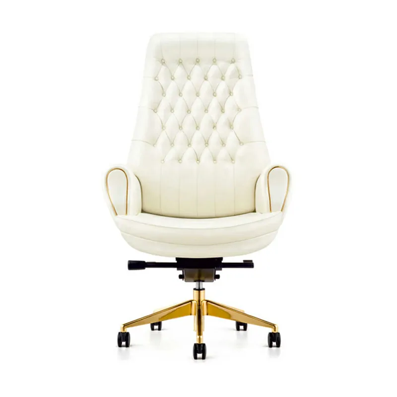 High Back Leather Chair – White