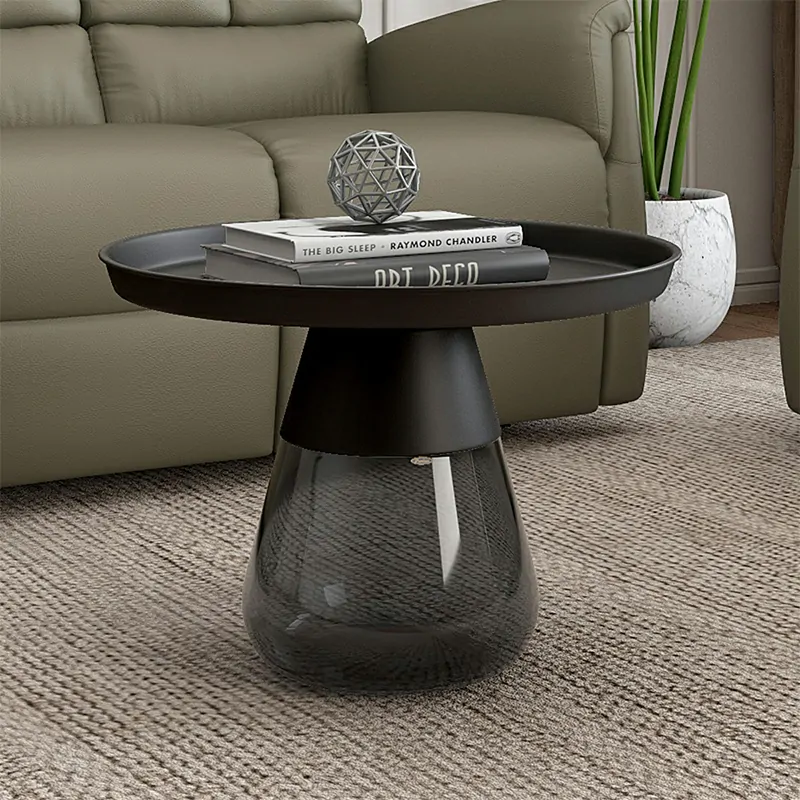 Contemporary Coffee Table – Metal Top & Glass Base