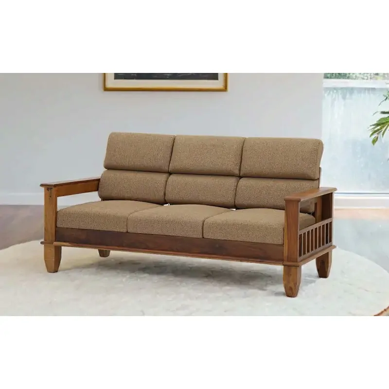 Sheesham Wood Three Seater Sofa