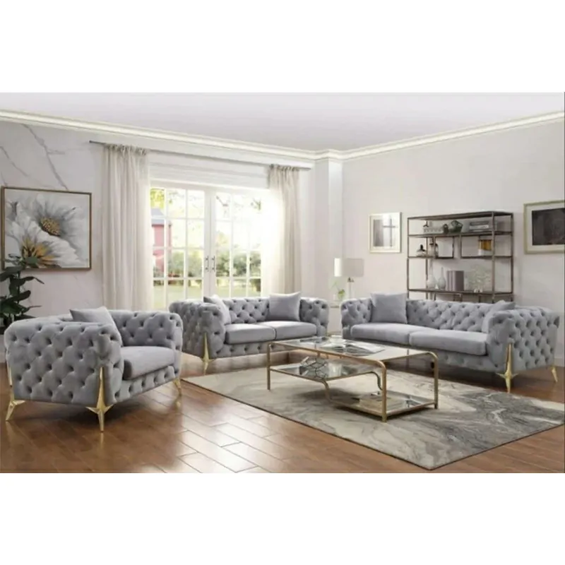 Grey Velvet U Shape - Modern Sofa