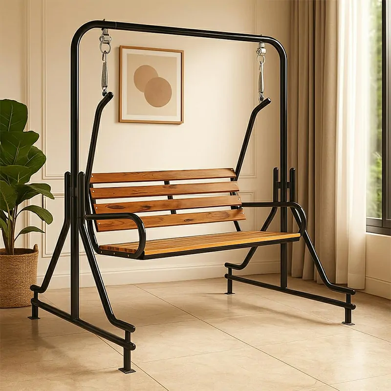 Double Seat (4x2) Pipe Wooden Family Swing