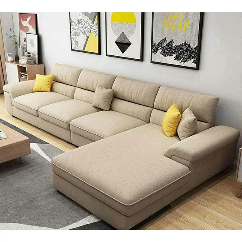 Dark Grey L Shape Sofa With Louger With Ajustable Headrest