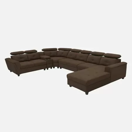 High back U Shape Sofa - Brown