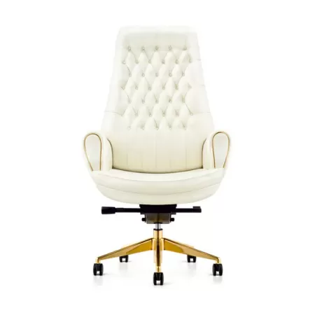 High Back Leather Chair – White