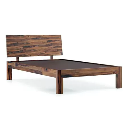 Boston Solid Wood Compact Size Non Storage Bed in Teak Finish