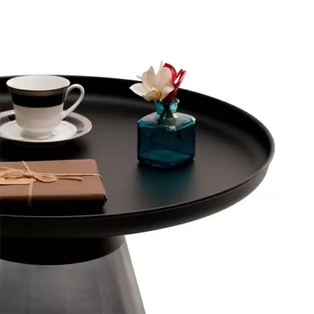 Contemporary Coffee Table – Metal Top & Glass Base