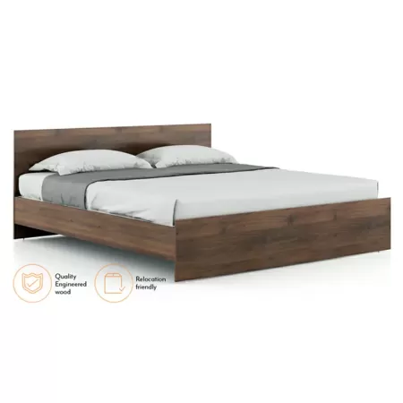 King Size Non Storage Bed in Classic Walnut Finish