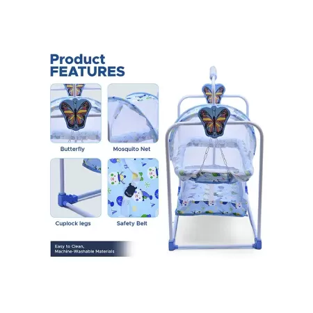 Premium Butterfly Cradle with Mosquito Net & Wheels