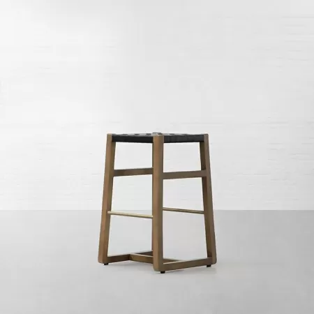 Woven Leather Bar Stool