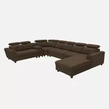 High back U Shape Sofa - Brown