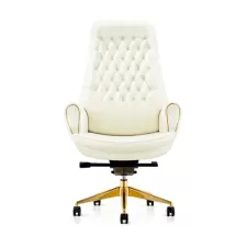 High Back Leather Chair – White