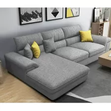 Dark Grey L Shape Sofa With Louger With Ajustable Headrest