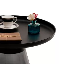 Contemporary Coffee Table – Metal Top & Glass Base