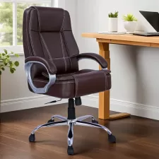 High Back Leatherette Executive Chair in Brown