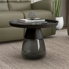 Contemporary Coffee Table – Metal Top & Glass Base