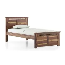 Fidora Solid Wood Single Size Non Storage Bed in Teak Finish