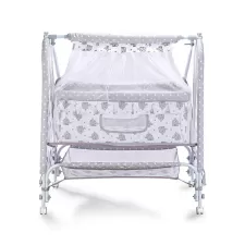 Baby Cradle with Mosquito Net & Storage – Grey