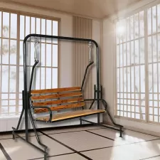 Double Seat (4x2) Pipe Wooden Family Swing