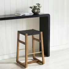 Woven Leather Bar Stool