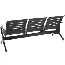 Three Seater Black Metal Waiting Bench