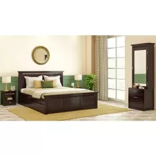 Fidora Solid Wood King Size Drawer Storage Bed