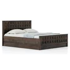 Solid Wood Queen Size Hydraulic Storage Bed in Walnut Finish
