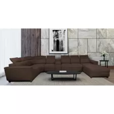 High back U Shape Sofa - Brown