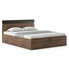 Wood Queen Size Hydraulic Storage Bed in Classic Walnut Finish