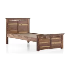 Fidora Solid Wood Single Size Non Storage Bed in Teak Finish